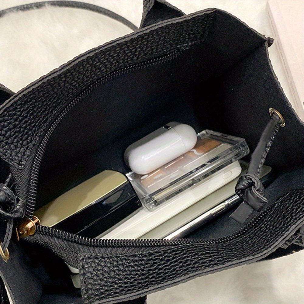 Mini Crocodile Pattern Handbag, Fashion Solid Color Crossbody Bag, Women's Top Handle Square Purse