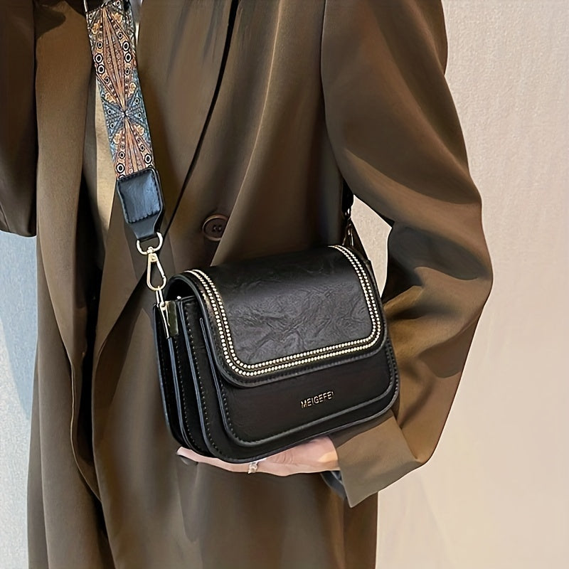 solvbao Mini Square Crossbody Bag, Women's Retro Style Flap Purse, Multi Layer Shoulder Bag (7.08*5.11*3.14) Inch