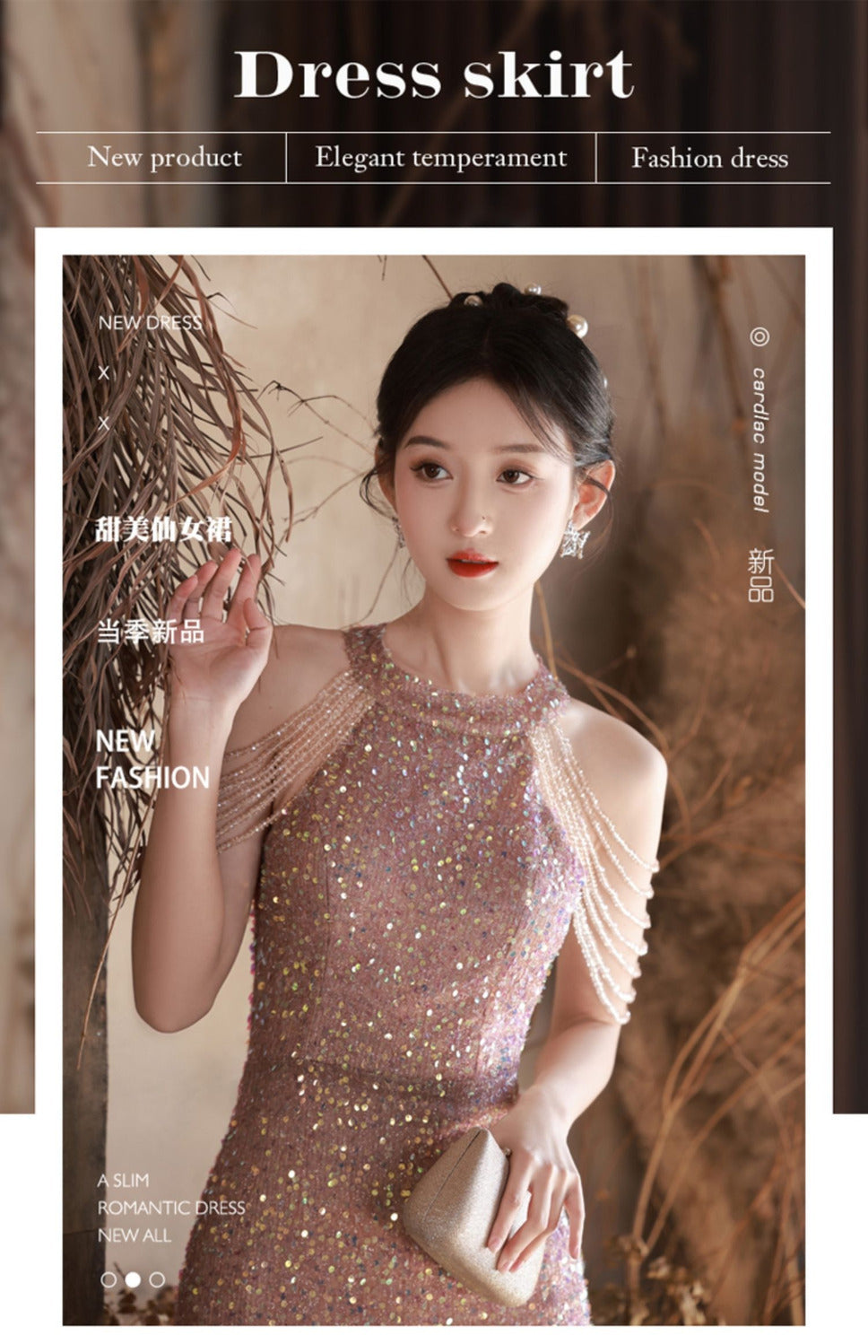 SOLVBAO Halter Evening Dress Women's New Elegant Fishtail Light Luxury Minority High-End Ladies Host Dress High Sense