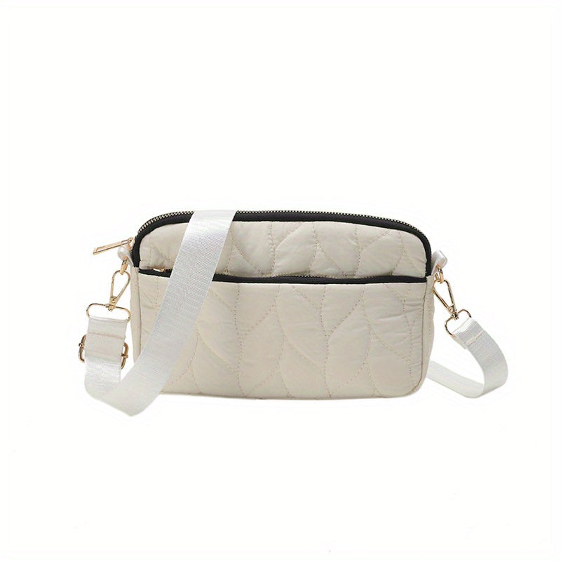 solvbao Trendy Solid Crossbody Bag, Nylon Canvas Down Square Stitching Shoulder Bag, Women's Small Bag For Everyday