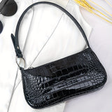 solvbao Minimalist Crocodile Pattern Shoulder Bag, Trendy Baguette Bag, All-Match Women's Underarm Purse