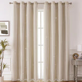 2pcs Single-sided Light Hollow Cloth Yarn Integrated Curtains, Fashion Fabric Hollow Translucent Balcony Curtain, Living Room Bedroom Curtains, Window Sheer Curtain Home Decor