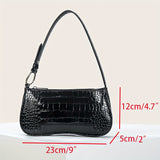 solvbao Minimalist Crocodile Pattern Shoulder Bag, Trendy Baguette Bag, All-Match Women's Underarm Purse