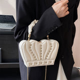 solvbao Crown Shaped Handbag For Women, Studded Rhinestone Crossbody Bag, Creative Chain Box Purse