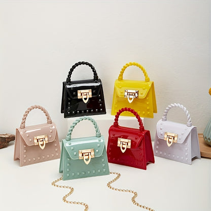 solvbao  Mini Jelly Studded Handbags, Fashion Chain Crossbody Bag, Cute PVC Flap Purse For Women (4.9*2.2*4.1)Inch