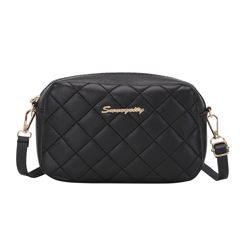 solvbao 1pc Argyle Quilted Crossbody Bag Small Square Bag, Metal Letter Decor Messenger Bag, Fashion Coin Purse For Women, Casual Phone Bag, Casual Camera Bag