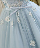 solvbao Light Blue Round Neckline Short Party Dress , Homecoming Dresses