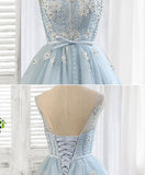 solvbao Light Blue Round Neckline Short Party Dress , Homecoming Dresses