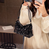 1pc Girl's Fashion Texture Bag, New Style Sequin Shoulder Shining Handbag