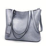 Women's Faux Leather Tote Bag, Large Capacity Shoulder Bag, Handbag