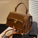 solvbao  Trendy Minimalist Brown Mini Shoulder Bag, All-Match Flap Crossbody Bag & Wallet For Women