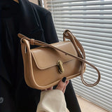 solvbao Retro Mini Crossbody Bag, Solid Color Saddle Bag, Women's Faux Leather Shoulder Bag & Flap Purse