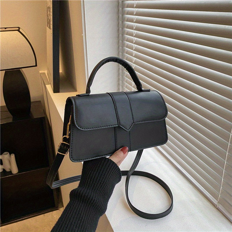 Retro Solid Color Crossbody Bag, Fashion Casual PU Leather Square Handbag, Women's Simple Versatile Shoulder Bag & Purse