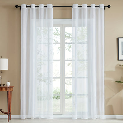 1 Panel Elegant White Tulle Curtain Ring for Home Decor - Perfect for Windows, Sliding Doors, and Festivals with Privacy Function