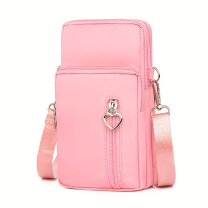 solvbao  Mini Crossbody Phone Bag, Sports Arm & Running Wrist Bag, Stylish Shoulder Coin Purse With Heart Zipper