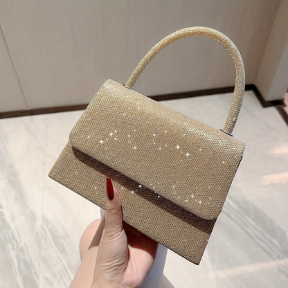 solvbao  Glitter Versatile Shoulder Bag, Flap Magnet Elegant Stylish Underarm Bag, Portable Top Handle Handbag