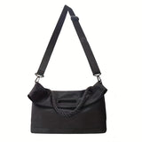 solvbao  Trendy Large Capacity Shoulder Bag, Foldable Solid Color Handle Bag, Perfect Underarm Bag For Commuting