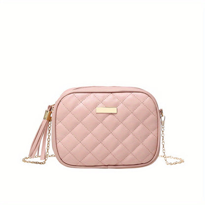 solvbao 1pc Mini Argyle Quilted Small Square Bag Crossbody Bag, Fashion Metal Decor Coin Purse, New Camera Bag, Women's PU Leather Camera Bag, Sweet Little Square Bag, Cute Small Women's Fashionable Single Shoulder Bag