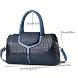 solvbao Crocodile Pattern Handbag, Women's Stitching Crossbody Bag, Elegant Top Handle Satchel Purse