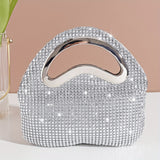 All Over Rhinestone Decor Handbag, Glitter Luxury Sliver Satchel Dinner Bag, Women's Dress Evening Bag