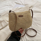 solvbao  Trendy Woven Straw Bag, Women's Summer Beach Handbag, Large Capacity Crossbody Bag