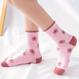 5pairs Baby Girls Kids Lace Cute Sweet Princess Socks, Thickened Anti-odor Warm Socks, Children's Socks For Spring Autumn Winter