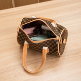 Trendy Geometric Pattern Mini Handbag, PU Leather Boston Bag, Perfect Shoulder Bag For Daily Use