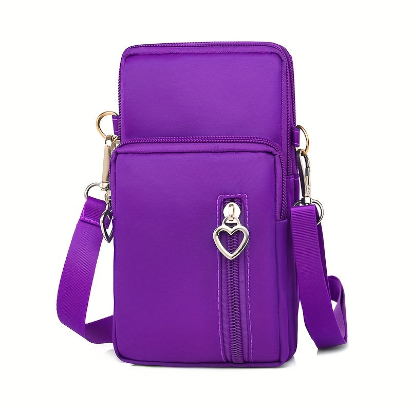 solvbao  Mini Crossbody Phone Bag, Sports Arm & Running Wrist Bag, Stylish Shoulder Coin Purse With Heart Zipper