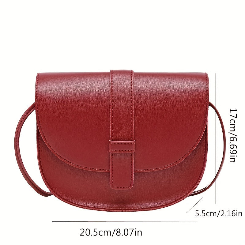 solvbao Simple PU Leather Saddle Bag, Shell Shaped Crossbody Bag Mobile Phone Bag For Girls