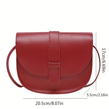 solvbao Simple PU Leather Saddle Bag, Shell Shaped Crossbody Bag Mobile Phone Bag For Girls