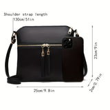 solvbao Double Zipper Crossbody Bag, Tassel Decor Square Purse, Women's Solid Color Shoulder Bag