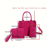 3pcs/set Mini Felt Tote Bag, Fashion Plaid Print Crossbody Bag, Women's Stylish Handbag, Shoulder Bag & Purse