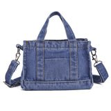 Stylish Denim Canvas Tote Bag, Small Square Crossbody Bag, Top Handle Purses For Street Wear