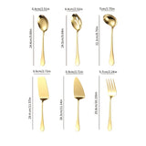 6pcs Stainless Steel Kitchen Utensils Set, Golden Serving Spoon Slotted Spoon Slotted Spatula Flat Turner Dinner Fork Cooking Tool Set