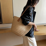 Straw Woven Summer Beach Bag, Fashion Large Tote Bag, Boho Style Shoulder Bag For Travel