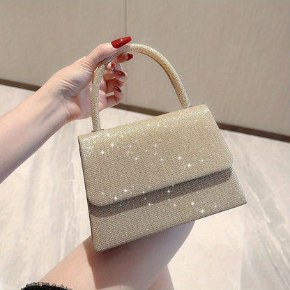 solvbao  Glitter Versatile Shoulder Bag, Flap Magnet Elegant Stylish Underarm Bag, Portable Top Handle Handbag