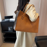 Trendy Geometric Pattern Tote Bag, Large Capacity Shoulder Bag, Perfect Underarm Bag For Daily Use