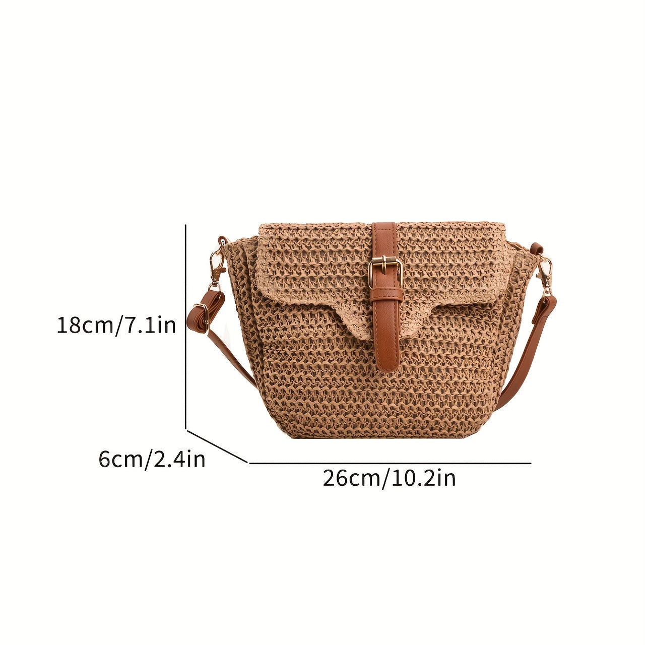 solvbao  Summer Woven Straw Bag, Handmade Crossbody Bag, Boho Style Beach Travel Bag