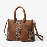 solvbao  Vintage Leopard Print Tote Bag, Retro Top Handle Satchel Bag, Women's Elegant Shoulder Purse & Handbag