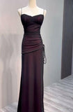 kamahe Black And Red Mermaid Straps Long Evening Dress, Long Prom Dress With Leg Slit