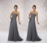 New Arrival Lace Applique Strapless Sweetheart Sleeveless Front Applique Floor Length Ruffle Chiffon Celebrity Dress And Formal Dress