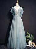 Solvbao Beautiful Mint Green Tulle Long Party Gown, Tulle Formal Dress