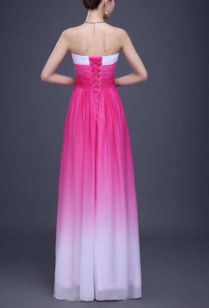 Solvbao Gradient Sweetheart Long Chiffon Party Dress, Pink Floor Length Formal Dress, Prom Dress 2018