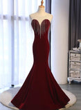 Solvbao Sexy Velvet Mermaid Long Evening Party Dress , Beautiful Formal Dresses , Charming Gowns