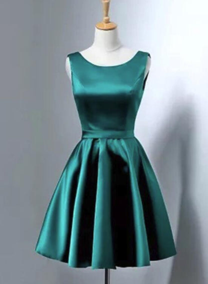 Solvbao Dark Green Satin Short Homecoming Dresses, Lovely Party Dress, Homecoming Dress