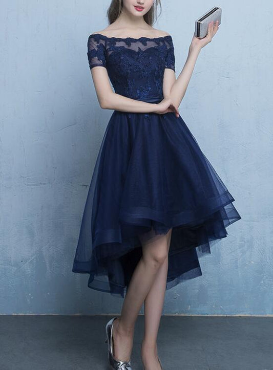 Solvbao Navy Blue Cute Lace-up Prom Dress , Lovely Party Dress, Blue Homecoming Dress