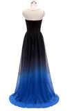 Solvbao Charming Round Neck Beaded Gradient Prom Dress, Blue Formal Gown