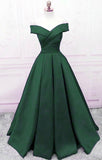 Solvbao Beautiful Dark Green Satin Long Party Dress, Sweetheart Lace-up Prom Dress