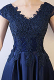 solvbao Beautiful Navy Blue Long Party Dress, A-line Prom Dress