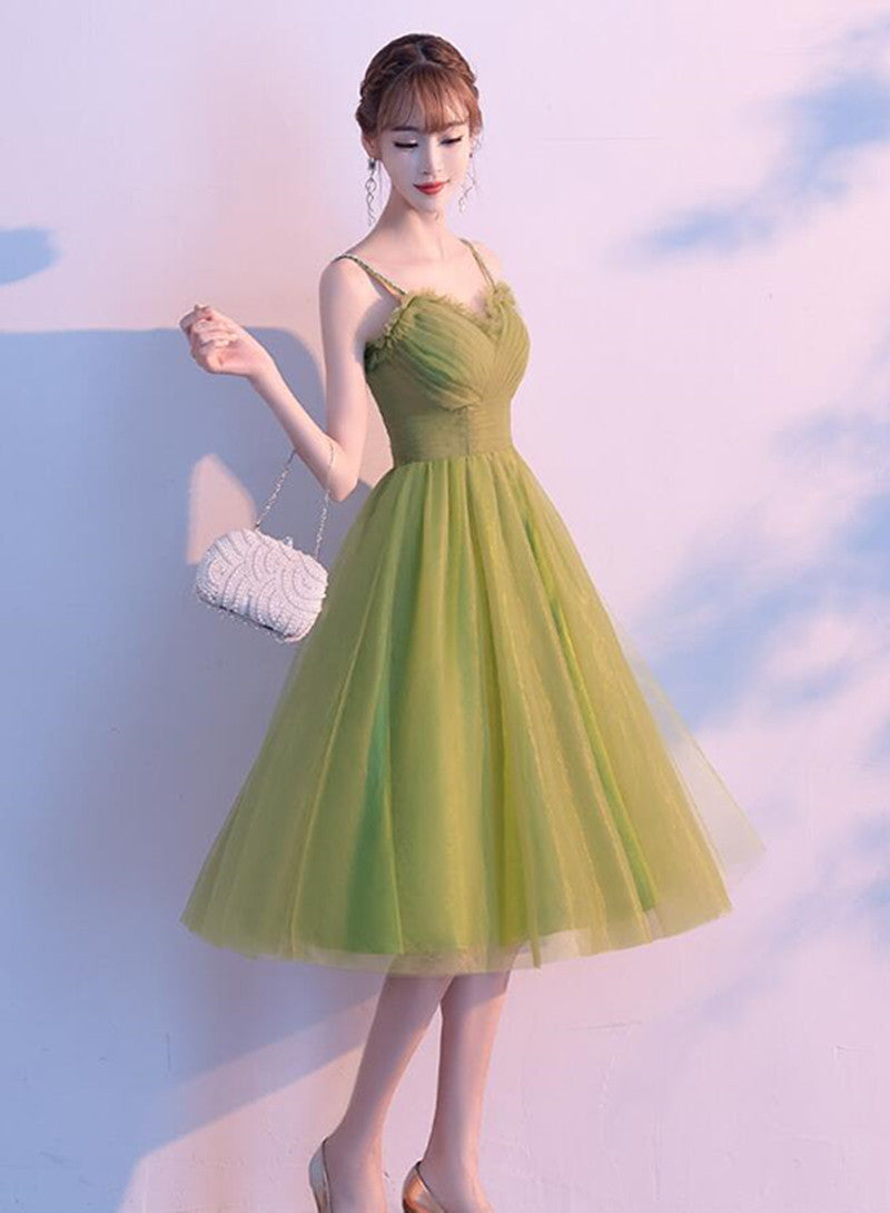 Solvbao Light Green Tulle Sweetheart Knee Length Party Dress, Green Homecoming Dress